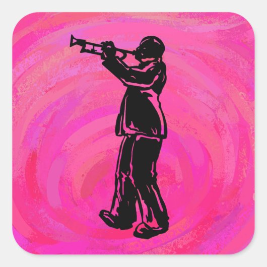 Sticker Carré Trumpet Boogie Nuits New York Hot rose (Devant)