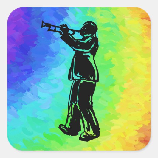 Sticker Carré Trumpet New York Boogie Nights Rainbow (Devant)