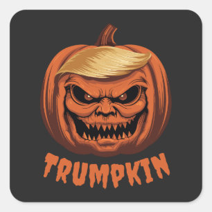 Sticker Carré Trumpkin - Le Citrouille d'Halloween de Donald Tru