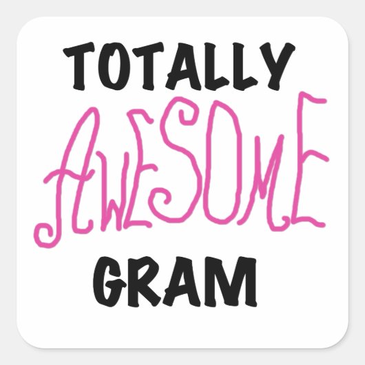 Sticker Carré Tshirts et cadeaux rose Gram absolument géniaux (Devant)