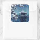 Sticker Carré Tsuchiya Koitsu - Neige sur l'Ukimido à Katada (Sac)