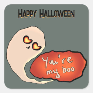 Sticker Carré Tu es mon Boo Halloween mignon