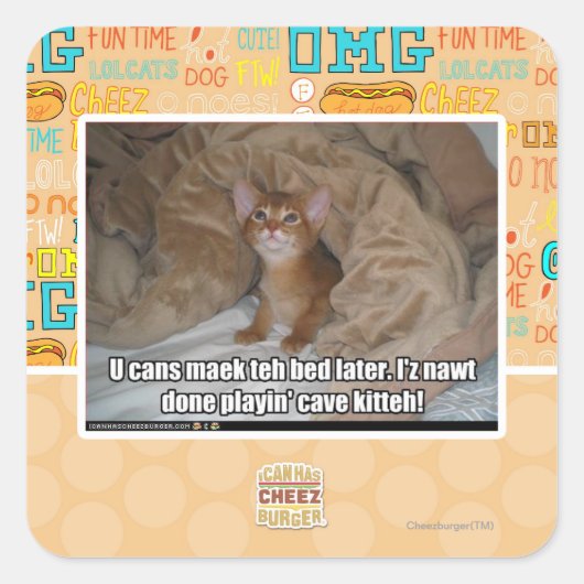 Sticker Carré Tu peux faire le lit plus tard. (Devant)