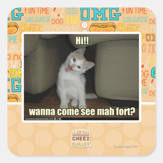 Sticker Carré Tu viens voir le fort de mah ? (Devant)