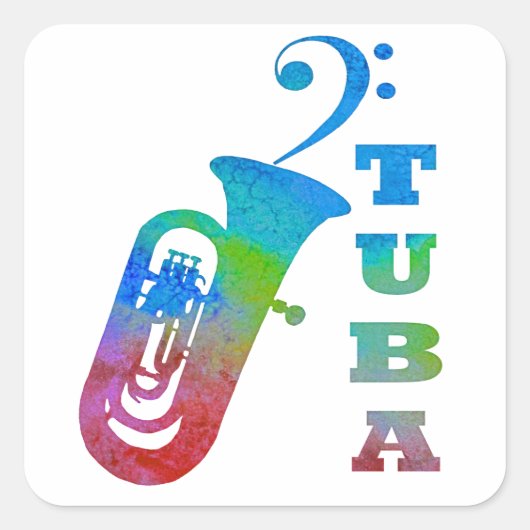 Sticker Carré Tuba avec Bass Clef (Devant)
