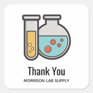 Sticker Carré Tube d'essai de chimie et Merci de bécher