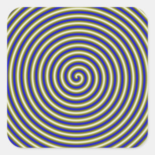 Sticker Carré Tube spiral en or et bleu