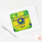 Sticker Carré Tudo Bem ! Brésil Drapeau couleurs Pop Art (Enveloppe)