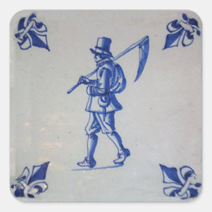 Sticker Carré Tuile bleue de Delft - modèle