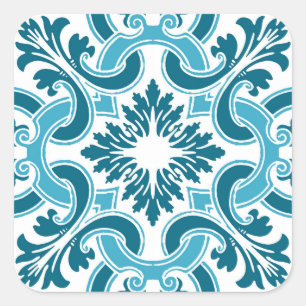 Sticker Carré Tuile bleue portugaise