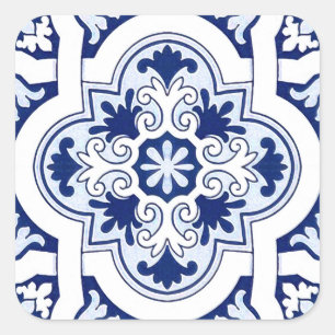 Sticker Carré Tuile bleue portugaise