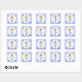 Sticker Carré Tulip Tile Art avec bleu et blanc (Feuille)