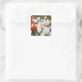 Sticker Carré Tulipes blanches et gingembre dans le jardin (Sac)