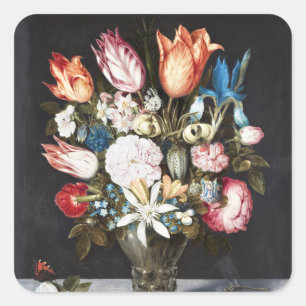 Sticker Carré Tulipes et Roses Hollandaises Antiques de Bosschae