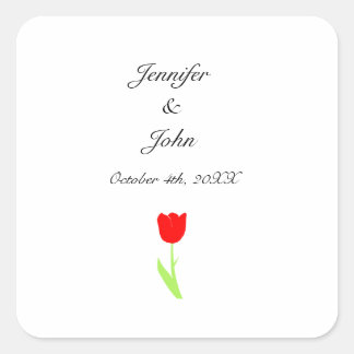 Sticker Carré Tulipes Fleur Rouge Floral Joli Mariage Cool migno