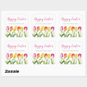 Sticker Carré Tulipes florales roses Chic Joyeuses Pâques (Feuille)