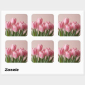 Sticker Carré tulipes roses (Feuille)