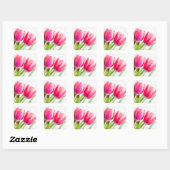 Sticker Carré Tulipes roses avec Feuilles verts (Feuille)