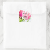 Sticker Carré Tulipes roses avec Feuilles verts - Bougies (Sac)
