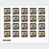 Sticker Carré Tulipes rouges (Feuille)
