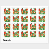 Sticker Carré Tulipes rouges (Feuille)