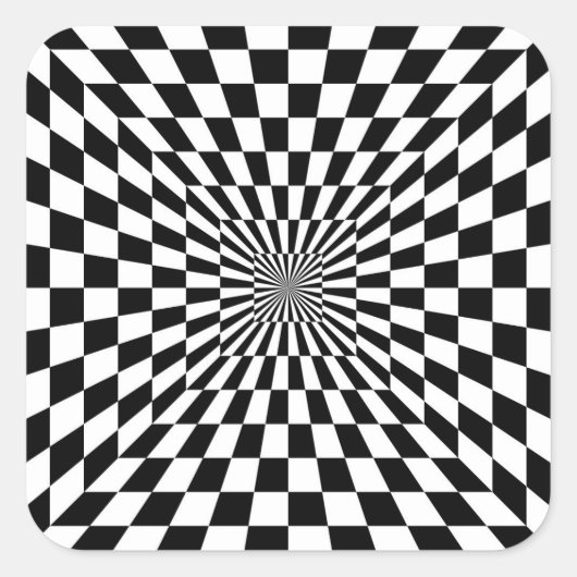 Sticker Carré tunnel d'échiquier d'illusion optique (Devant)