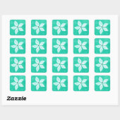 Sticker Carré Turquoise avec fleur blanche (Feuille)