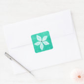 Sticker Carré Turquoise avec fleur blanche (Enveloppe)