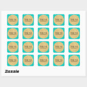 Sticker Carré Turquoise Bleu & Or Confetti Brillants Points Mode (Feuille)
