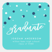 Sticker Carré Turquoise Blue Confetti Graduate Graduate (Devant)