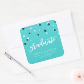 Sticker Carré Turquoise Blue Confetti Graduate Graduate (Enveloppe)
