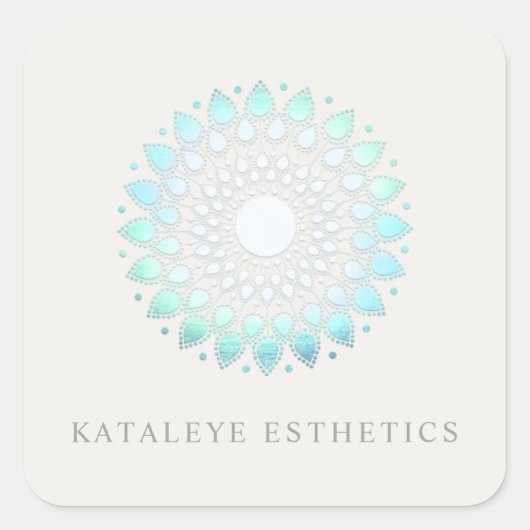 Sticker Carré Turquoise Blue Lotus Mandala Spa et beauté (Devant)