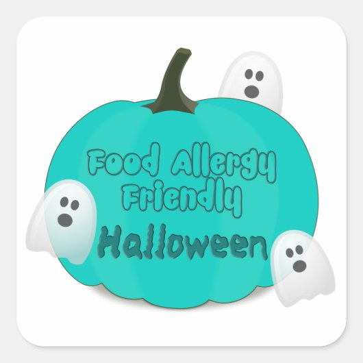 Sticker Carré Turquoise Citrouille Allergie alimentaire Friendly (Devant)