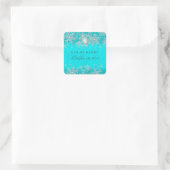 Sticker Carré Turquoise Crystal Pearl Snowflake Mariage en argen (Sac)
