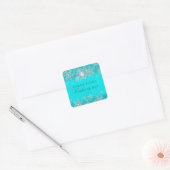 Sticker Carré Turquoise Crystal Pearl Snowflake Mariage en argen (Enveloppe)
