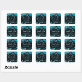 Sticker Carré Turquoise et Argent Faux Parties scintillant Maria (Feuille)