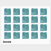 Sticker Carré Turquoise et Blue Swirls (Feuille)