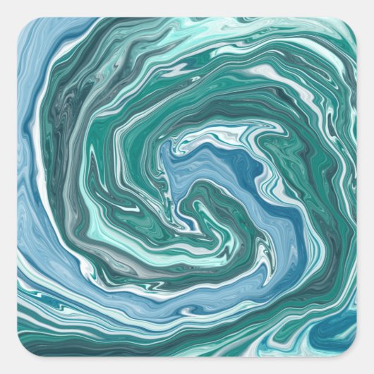 Sticker Carré Turquoise et Blue Swirls (Devant)