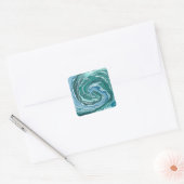Sticker Carré Turquoise et Blue Swirls (Enveloppe)