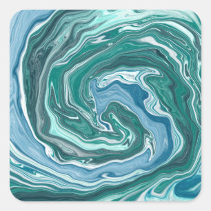 Sticker Carré Turquoise et Blue Swirls