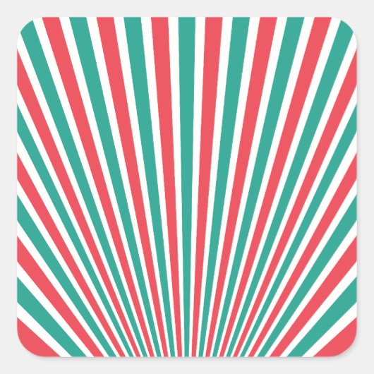 Sticker Carré Turquoise et rouge (Devant)