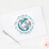 Sticker Carré turquoise gris volleyball girly heureux lieu typog (Enveloppe)