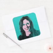 Sticker Carré Turquoise Kamala Harris Pop Art (Enveloppe)