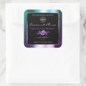 Sticker Carré Turquoise Parties scintillant violet noir Étiquett (Sac)