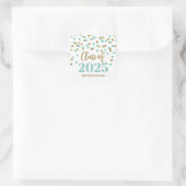 Sticker Carré Turquoise Red Confetti Graduation 2025 (Sac)