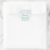 Sticker Carré Turquoise Silver Confetti Graduation 2025 (Sac)