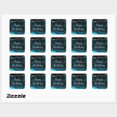 Sticker Carré Turquoise & Silver Parties scintillant Agate Joyeu (Feuille)