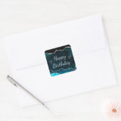 Sticker Carré Turquoise & Silver Parties scintillant Agate Joyeu (Enveloppe)
