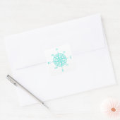 Sticker Carré Turquoise sur Rose de boussole blanc (Enveloppe)