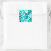 Sticker Carré Turquoise, Turquoise et Marbre blanc (Sac)